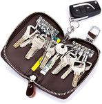 Zitokin Large Leather Key Case Wallet with 12 Hooks & 1 Keychain/Ring for Men or Women, Coffee