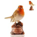 Muldale Robin Graveside Ornament - 14cm Red Robin Decoration for Garden or Home - Outdoor Resin Bird Sculpture - Thoughtful Memorial Gift