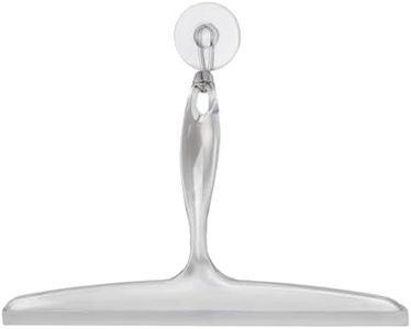 iDesign Plastic Bath Squeegee for Glass with Suction Hook Holder – 12", Clear