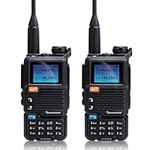 QUANSHENG UV-5R Plus Ham Radio Built-in LED Flashlight Rechargeable Amateur Radio Long Range Walkie Talkies Outdoor NOAA Weather Receiver (2Pcs)