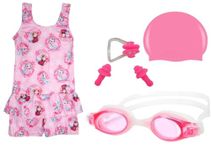 JMT Wear Girls Swimming Kit with Swimming Costume Swimming Goggles Silicone Swimming Cap 1 Nose Clip 2 Ear Plugs |14