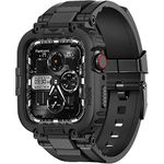 amBand Compatible with Apple Watch Straps 45mm 44mm 42mm with Bumper Cover, M1 Series Sport Series Rugged Men's Case with Band for iWatch Series 9/8/7/SE/6/5/4/3/2/1 42/44/45mm Black