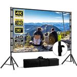 180 inch Projector Screen With Stand,HUANYINGBJB Outside Projection Screen, Portable 16:9 4K HD Rear Front Movie Screen with Carry Bag for Theater Backyard Movie night,Cinema School, Churches, Grand Parties