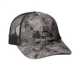 John Deere Men's Digital Camo and Mesh Cap Embroidered Baseball, Black, One Size