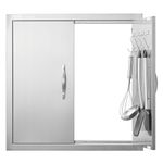 VEVOR BBQ Access Door, 610x610 mm Double Outdoor Kitchen Door, Stainless Steel Flush Mount Door, Double Wall Vertical Door with Handles and Hooks, for BBQ Island, Grilling Station, Outside Cabinet