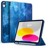 CACOE Case for iPad 10th Generation with Pencil Holder 2022, Soft TPU Back 10th Gen Cover with Pen Holder iPad Protective Smart Stand Case for iPad 10 Generation - Blue Stars