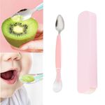 Bowiemall Double Head Baby Spoon Silicone Soft Baby Fruit Scraping Mud Spoon Feeding Spoons Training Scrapping Fruits Children Babies For Gifts (Pink) - 19.5 Cm