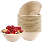 Disposable Small Paper Bowls Brown 7.7oz/220ml Bagasse Compostable Bowls Eco-Friendly Biodegradable Bowls,50Pcs Party Bowls Sugarcane Bowls Dessert Soup Bowl Serving Bowls for Hot/Cold Food,BBQ Picnic