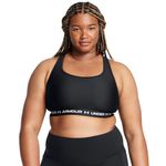 Under Armour Women’s Crossback Mid Impact Sports Bra, (003) Black/Black/White, 3X