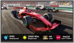 55 inch Full Sun Outdoor TV 4K UHD Smart TV, 2000 Nits IP55 Weatherproof