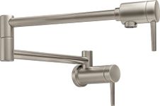 Delta Faucet Contemporary Wall Mount Pot Filler Faucet, Brushed Nickel Pot Filler Kitchen Faucet, Delta Pot Filler, Wall Mount Kitchen Faucet, Potfiller, Stainless 1165LF-SS