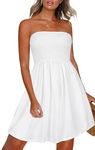 CHICALLURE Summer Dresses for Women Beach Casual Sundress Strapless Off Shoulder Cover Ups (Solid White, M)