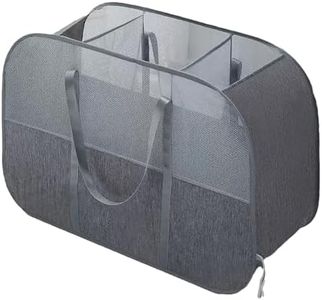 Yagizaai 150L Collapsible Laundry Basket, 3-Compartment Foldable Hamper with Handles, Durable & Lightweight Clothes Organizer for Laundry Room, Dorm, Travel - Grey