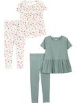 Simple Joys by Carter's baby-girls 4-piece Playwear Set, Bottle Green/White Floral, 12 Months