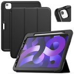 SEYMAC Case for iPad Air 5th/4th Generation 10.9 Inch, Sturdy Heavy Duty Shockproof Protection Folio Stand Case with Smart Cover Auto Sleep/Wake for iPad Air 5/ Air 4, Black