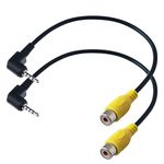 AYECEHI 2.5mm to RCA Cable 2 Pack 90 Degree Angle AV-in Aux 2.5mm TRRS Male Plug to RCA Female Audio Adapter AV Input Adapter Converter Cord for GPS Tablet Dash Cam DVR Backup Camera-0.2m/7.8 inch