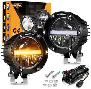 Auxbeam 4 Inch 110W Round Offroad Lights, Amber DRL Design 11000LM LED Light Pods, Super Bright 7035 SMD LED Work Driving Fog Light with DT Wiring Harness Kit for Truck Jeep Pickup SUV ATV UTV, 2 PCS