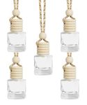 iolory 5PCS Car Air Fresheners,Essential Oil Car Air Freshener,8ml Car Hanging Diffuser Bottle,Empty Refillable Clear Glass Essential Diffuser,Auto Decoration,Suitable for Various Car (Cylindrical)