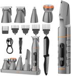 MAXGROOM Manscape All-in-One Body & Pubic Hair Trimmer for Men, No-Nick Groin & Ball Shaver, Waterproof Mens Electric Grooming Kit with LED Display, USB Rechargeable (Grey)
