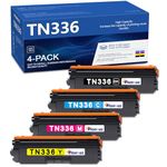TN336 TN 336 TN-336 Toner Cartridge High Yield (1BK+1C+1M+1Y 4-Pack) Replacement for Brother TN 336 MFC-L8850CDW MFC-L8650CDW DCP-9050CDN DCP-L8400CDN HL-L9200CDW/CDWT Printer