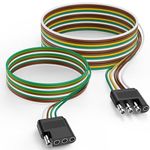 MICTUNING Trailer Wiring Harness Extension Kit - 4 Pin 25 Feet Male and 6 Feet Female Connector, 18 AWG Color Coded 4-Way Flat Wires for Under or Over 80 Inches Wide Trailers