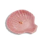 Shell Shape Ring Holder Dish, Seashell Jewelry Dish Tray, Ceramic Trinket Tray for Rings Earrings Necklaces Bracelet, Birthday Christmas Gift for Mom Friend Sister, 3.9", Pink Iridescent Surface