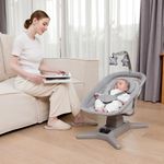 StarAndDaisy X Mastela Baby Electric Cradle/Crib for Infant, Toddler with 7 Swing Modes, Music, Backrest Adjustment, Hanging Toys & Touch Panel - Dark Grey