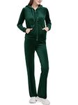 Woolicity Womens Sweatsuit Set Velour Tracksuit Loungewear 3 Piece Hoodie Sweatshirt Sport Pants Athletic Outfits Dark Green S