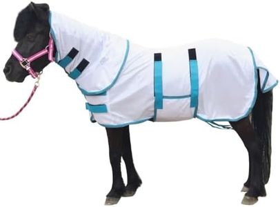 LEAFOREST Miniature Horse Mesh Combo Fly Sheet with Adjustable Belly Guard and Detachable Neck Cover Lightweight and Breathable Protect Pony White 46"