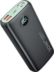 DIAMUAR Portable Charger-Output Input USB C Fast Charging LED Display SCP22.5W PD 30W QC4.0 Power Bank, Flashlight External Battery Pack for iPhone, Xiaomi, LG, and More (Black-Cyan)