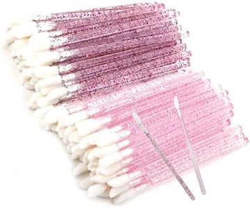 200 Pack Disposable Lip Brush, Premium Glitter Crystal Stem Lip Brush Stick, Lipstick Brush Stick, Lip Gloss Stick, Eye Shadow Brush Applicator Tool for Women Girls (Pink+Purple) (200pcs Pink+Purple)