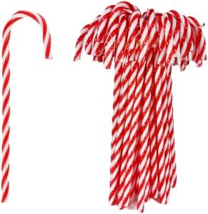 50 Pcs Christmas Candy Canes 5.9 inch Plastic Christmas Tree Hanging Ornaments Twisted Red White Crutch Candy Canes for Xmas Home Indoor Outdoor Party Decoration (red White)