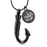 constantlife Cremation Jewelry for Ashes Urn Memorial Necklace Fish Hook Design Stainless Steel Pendant Keepsake Ashes Holder (Fishing-Black)