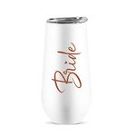 Ugiftcorner Bride Cup Bride Gifts Bachelorette Gifts for Bride Engagement Gifts Bridal Shower Gifts for Bride Stainless Steel Insulated Tumbler with Lid Bride Champagne Flute White 6 OZ