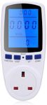 JIZZU Power Meter Plug Energy Monitor, Power Measurement Socket LCD Display Electricity Usage Power Meter Socket Energy Watt Volt Amps Wattage KWH Power Measurement Analyser AC230V