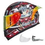 ILM Full Face Motorcycle Helmet Man Woman-Motorcycle Helmet with 2 Visors Pinlock-Compatible Clear and Tinted-Street Bike Motocross Casco ECE Model Z501,Armor Red,L