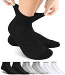 Forcool Diabetic Men's Women's Non Binding Loose Top Diabetic Wide Ankle Low Cut Cotton Diabetes Edema with Seamless Toe Socks, 6 Pairs Black/Gray/White Large
