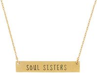 Rosemarie Collections Women's Soul Sisters Bar Pendant Necklace (Matte Gold)