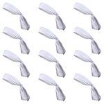 Kenz Laurenz 12 Tie Back Headbands Moisture Wicking Athletic Sports Head Band You Pick Colors (White)