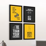 ArtX Paper Gym Big Health Quotes Wall Frame Art Painting, Multicolor, Inspirational, 10X13 inches each, 20 X 26 inches combined, Set of 4