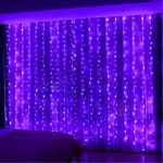 HXWEIYE 300LED Purple Fairy Curtain Lights for Bedroom 3mx3m USB Powered 8 Modes Window Fairy String Lights with Remote Timer Adjustable Brightness for Bedroom, Indoor, Outdoor, Weddings, Party