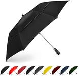 EEZ-Y Golf Umbrella - 58 Inch Windproof Rain Umbrellas w/Double Canopy - Compact, Portable & Break Resistant for Travel – Black