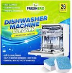 Freshero Dishwasher Cleaner and Deodorizer Tablets 26-Pack, Deep Cleaning Descaler for Dishwasher Machine, Heavy Duty, Septic Safe, Removes Grease & Build-ups, 1 Year of Cleaning Supplies (No Scent)