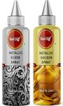 Red Cliff Metallic Pearlescent Golden & Silver Spray Colour | Combo Pack of 2 | Edible Color Ideal for Cake Decoration & Garnishing | 2x30g |