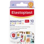 Elastoplast Sensitive Kids XL Bandages | 10 Strips | Extra Skin-friendly | Larger Pad for Better Coverage | Soft & Breathable Material | Hypoallergenic | Painless to Remove | Bacteria Shield