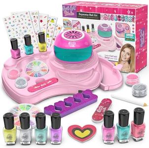 Nail Polish Kit for Kids Ages 7-12 Years Old，Nail Art Studio Set for Girls, Nail Dryer, Peeled-off Nail Polish, Glitter, Stickers, Gems, Manicure Salon Gift for Sleepover, Birthday, Christmas