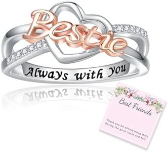 925 Sterling Silver Mom Nana Sister Daughter Bestie Ring for Women I Love You Forever Mothers Day Christmas Birthday Rings Jewelry Gifts (Bestie, 9)