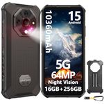 Ulefone Armor X16 Pro Rugged Smartphone 5G Android 15, 16GB+256GB/2TB 10360mAh 33W 64MP Night Vision Dimensity 6300 6.56" 120Hz Dual SIM IP68 Mobile Phone Fingerprint ID GPS NFC UK -Wasteland Shadow