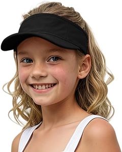 Jastore Kids Girls Boys Packable Hat Sun Visor Hats Cotton Sports Summer Golf Visor Hat (One Size, Black)