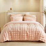 Lekesky Fluffy Double Duvet Cover set, Shaggy Faux Fur Fleece Duvet Cover Double, Soft Warm Teddy Fleece Bedding Set Duvet Set 3pcs (1x Fluffy Duvet Cover + 2x Pillowcases), Pink